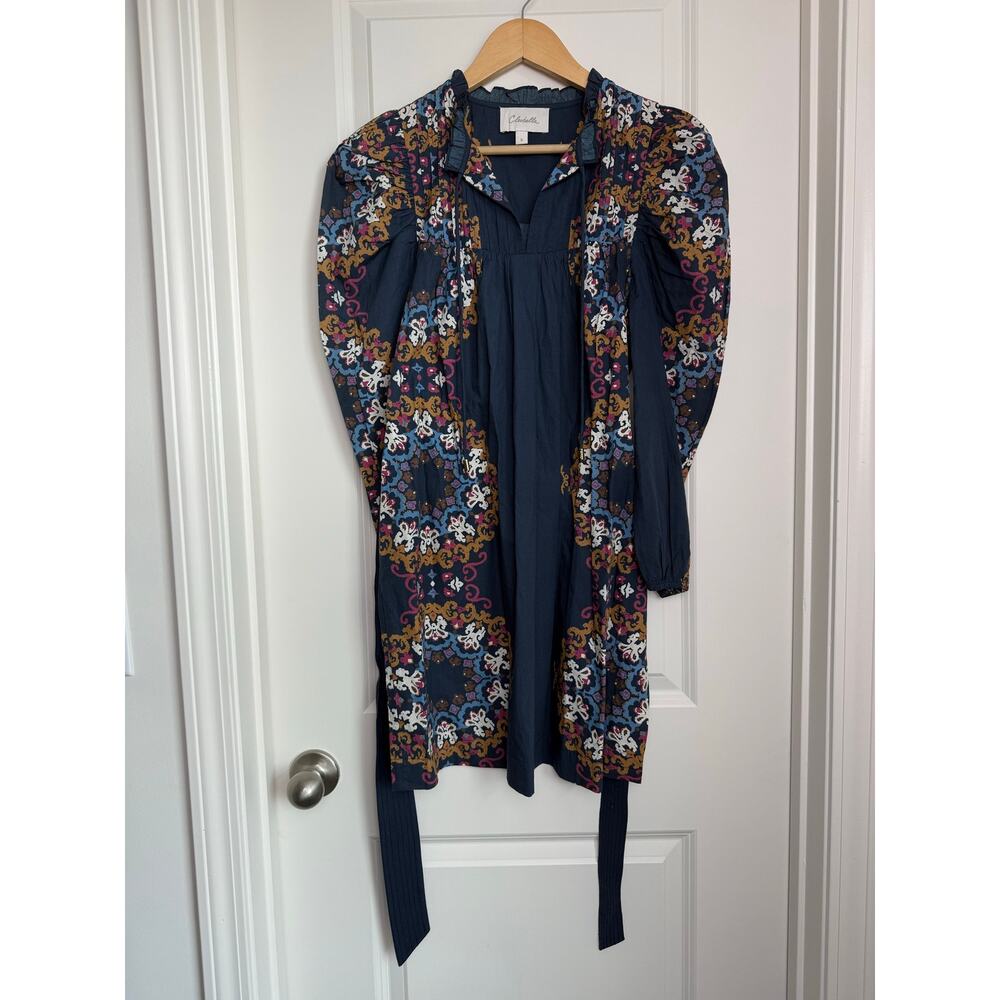 NWOT Cleobella Ivana Mini Boho Autumn Dress Organic Cotton Venezia Blue Small - Picture 7 of 9